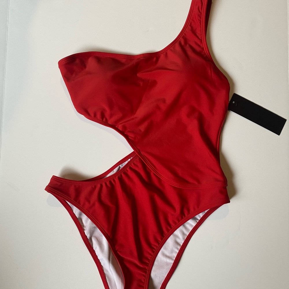 Red off the shoulder Mono B swim suit! Size L